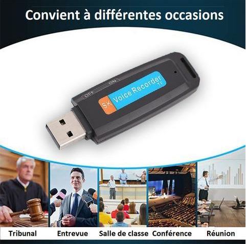 Clé USB enregistreur vocal avec détection de voix UP2GB